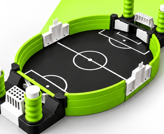 Motion Gamez tabletop football concept in neon-lime, black and white